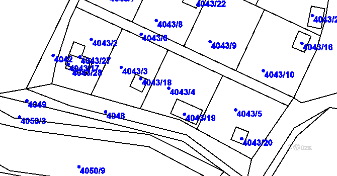 Parcela st. 4043/4 v KÚ Třešť, Katastrální mapa