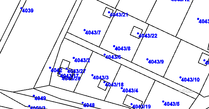 Parcela st. 4043/6 v KÚ Třešť, Katastrální mapa