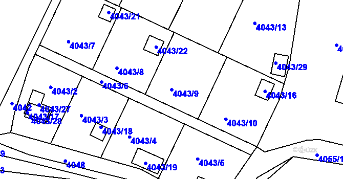 Parcela st. 4043/9 v KÚ Třešť, Katastrální mapa