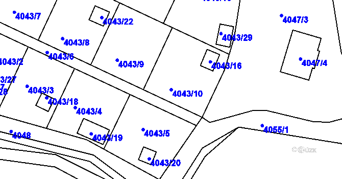 Parcela st. 4043/10 v KÚ Třešť, Katastrální mapa
