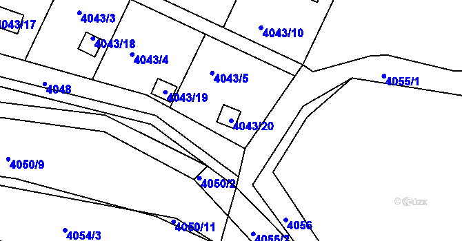 Parcela st. 4043/20 v KÚ Třešť, Katastrální mapa