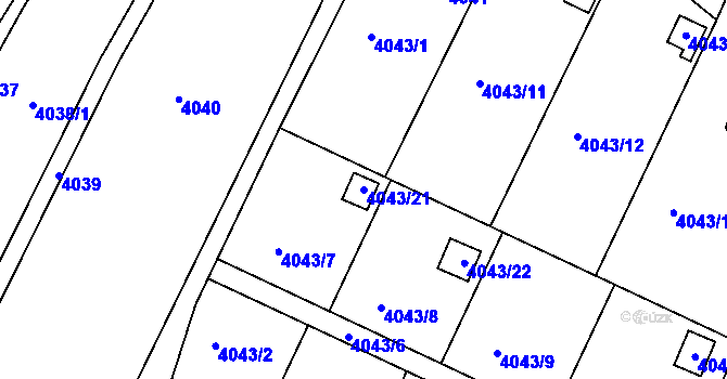 Parcela st. 4043/21 v KÚ Třešť, Katastrální mapa