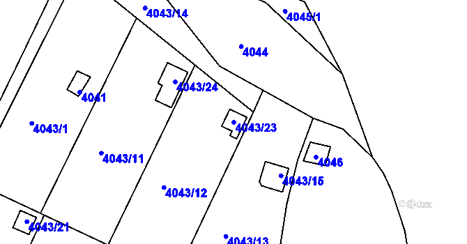 Parcela st. 4043/23 v KÚ Třešť, Katastrální mapa