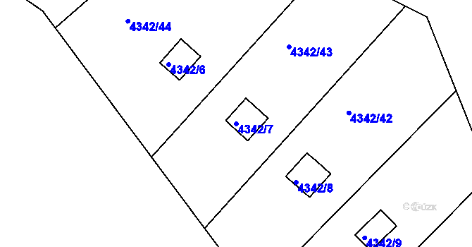 Parcela st. 4342/7 v KÚ Třešť, Katastrální mapa