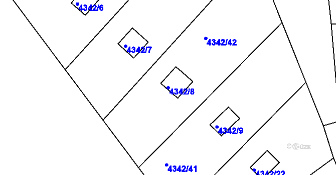 Parcela st. 4342/8 v KÚ Třešť, Katastrální mapa