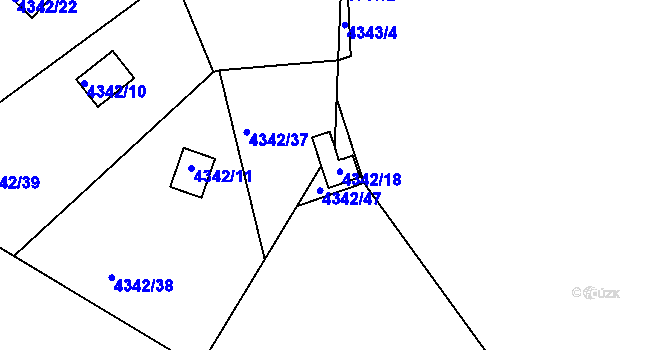 Parcela st. 4342/18 v KÚ Třešť, Katastrální mapa