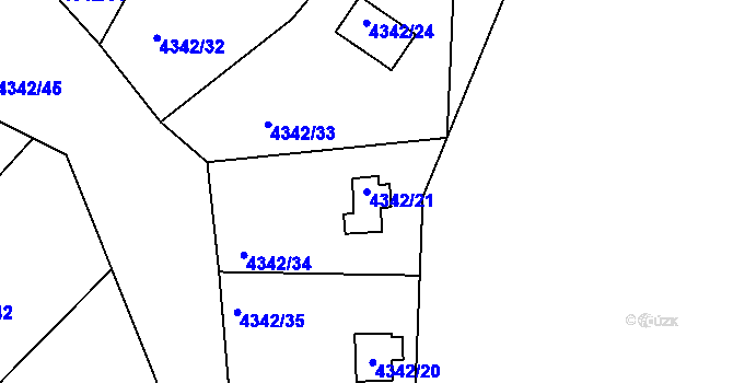 Parcela st. 4342/21 v KÚ Třešť, Katastrální mapa
