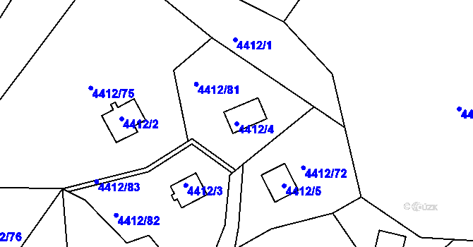 Parcela st. 4412/4 v KÚ Třešť, Katastrální mapa