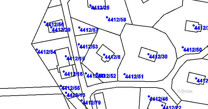 Parcela st. 4412/8 v KÚ Třešť, Katastrální mapa