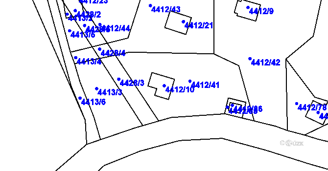 Parcela st. 4412/10 v KÚ Třešť, Katastrální mapa