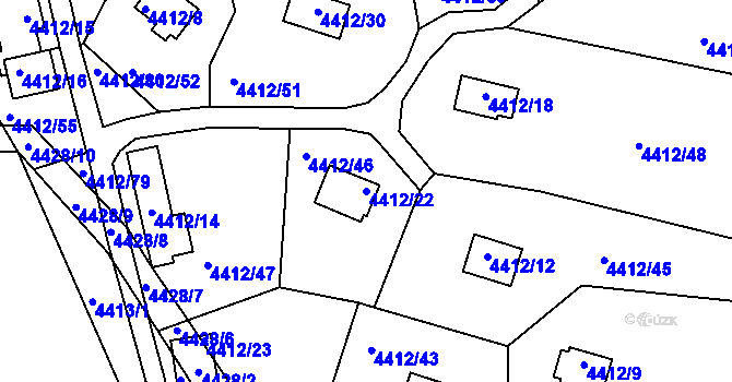 Parcela st. 4412/22 v KÚ Třešť, Katastrální mapa