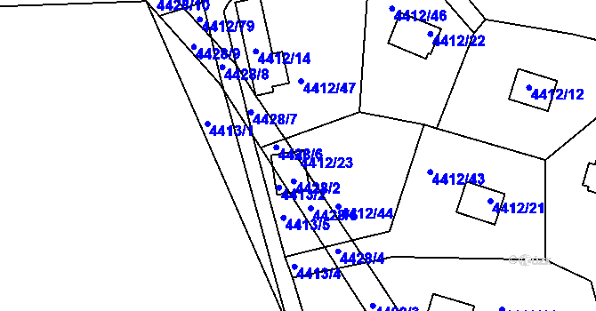 Parcela st. 4412/23 v KÚ Třešť, Katastrální mapa