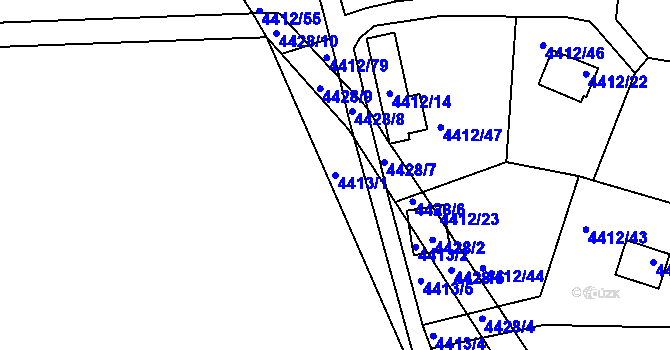 Parcela st. 4413/1 v KÚ Třešť, Katastrální mapa