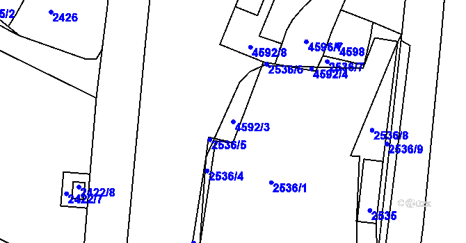Parcela st. 4592/3 v KÚ Třešť, Katastrální mapa