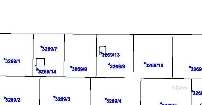 Parcela st. 3269/13 v KÚ Třešť, Katastrální mapa