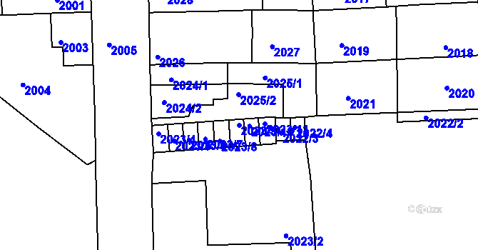 Parcela st. 2023/9 v KÚ Třešť, Katastrální mapa