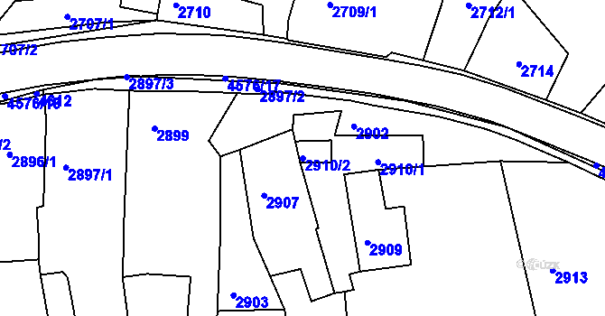 Parcela st. 2910/2 v KÚ Třešť, Katastrální mapa
