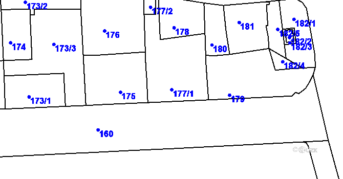 Parcela st. 177/1 v KÚ Třešť, Katastrální mapa