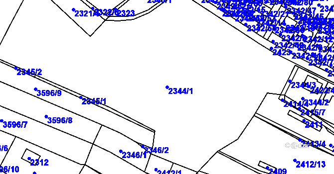 Parcela st. 2344/1 v KÚ Třešť, Katastrální mapa