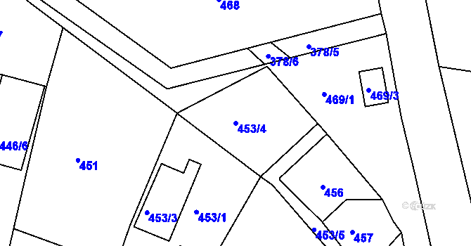 Parcela st. 453/4 v KÚ Třešť, Katastrální mapa