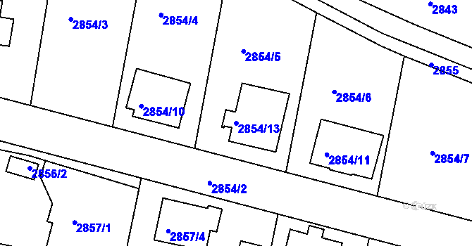 Parcela st. 2854/13 v KÚ Třešť, Katastrální mapa
