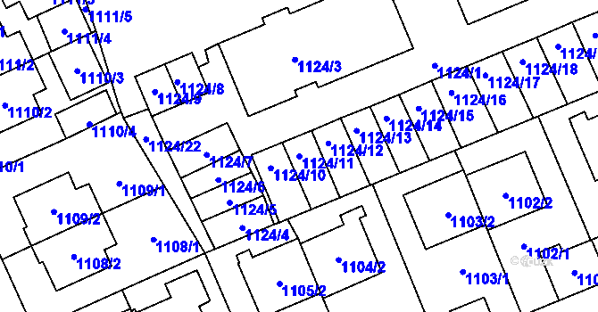 Parcela st. 1124/11 v KÚ Třešť, Katastrální mapa