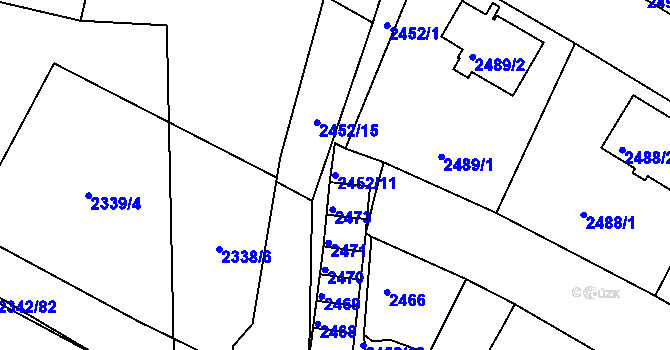 Parcela st. 2452/11 v KÚ Třešť, Katastrální mapa