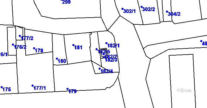 Parcela st. 182/2 v KÚ Třešť, Katastrální mapa