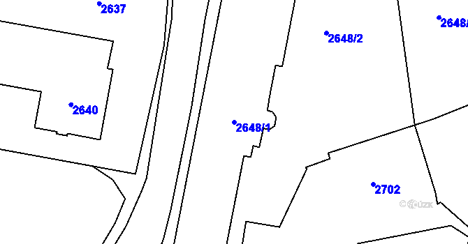 Parcela st. 2648/1 v KÚ Třešť, Katastrální mapa