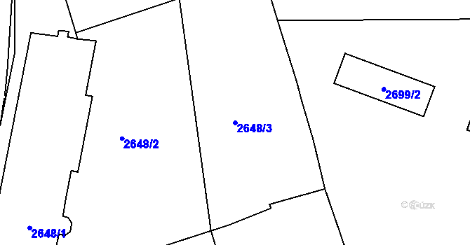 Parcela st. 2648/3 v KÚ Třešť, Katastrální mapa