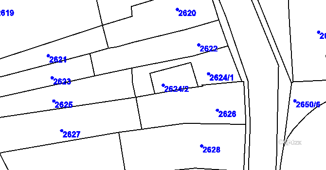 Parcela st. 2624/2 v KÚ Třešť, Katastrální mapa