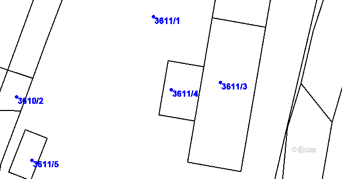 Parcela st. 3611/4 v KÚ Třešť, Katastrální mapa