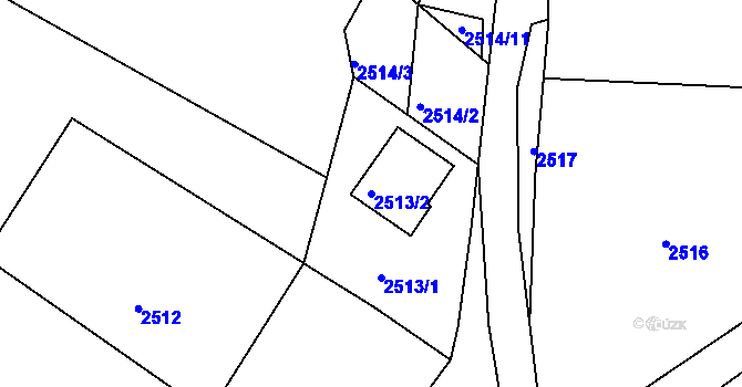 Parcela st. 2513/2 v KÚ Třešť, Katastrální mapa