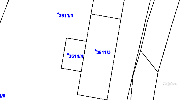 Parcela st. 3611/3 v KÚ Třešť, Katastrální mapa