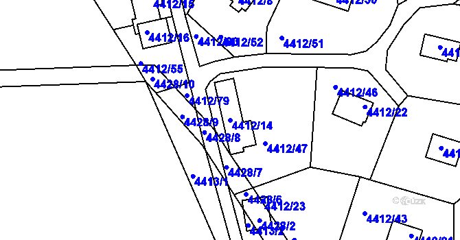 Parcela st. 4412/14 v KÚ Třešť, Katastrální mapa