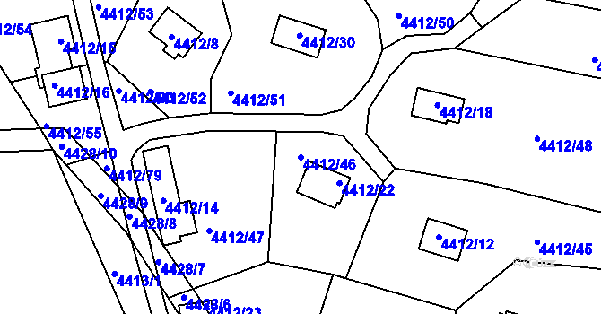 Parcela st. 4412/46 v KÚ Třešť, Katastrální mapa