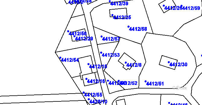 Parcela st. 4412/53 v KÚ Třešť, Katastrální mapa