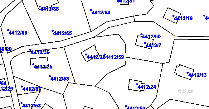 Parcela st. 4412/59 v KÚ Třešť, Katastrální mapa