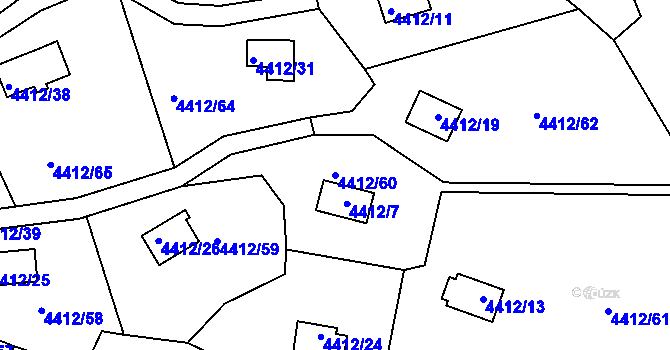 Parcela st. 4412/60 v KÚ Třešť, Katastrální mapa