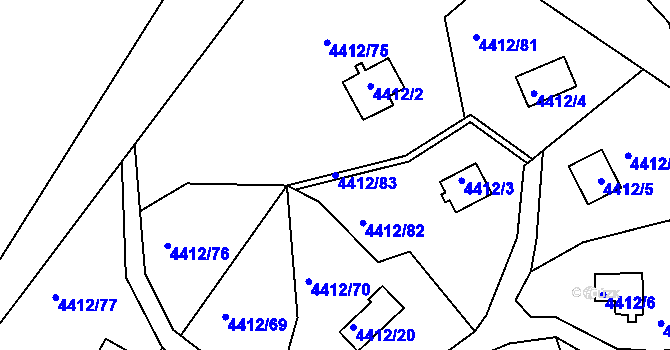 Parcela st. 4412/83 v KÚ Třešť, Katastrální mapa