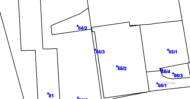 Parcela st. 55/3 v KÚ Třešť, Katastrální mapa