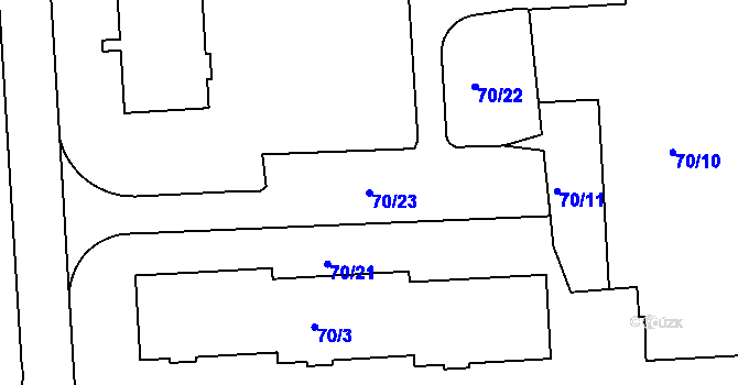 Parcela st. 70/23 v KÚ Třešť, Katastrální mapa