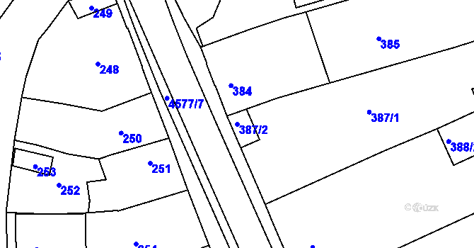 Parcela st. 387/2 v KÚ Třešť, Katastrální mapa