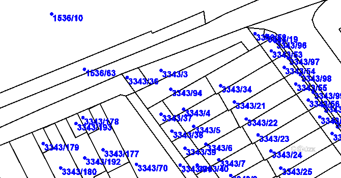 Parcela st. 3343/94 v KÚ Třešť, Katastrální mapa