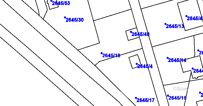 Parcela st. 2645/18 v KÚ Třešť, Katastrální mapa