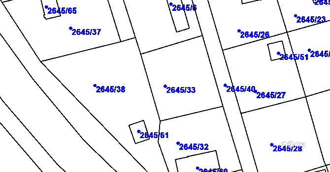 Parcela st. 2645/33 v KÚ Třešť, Katastrální mapa