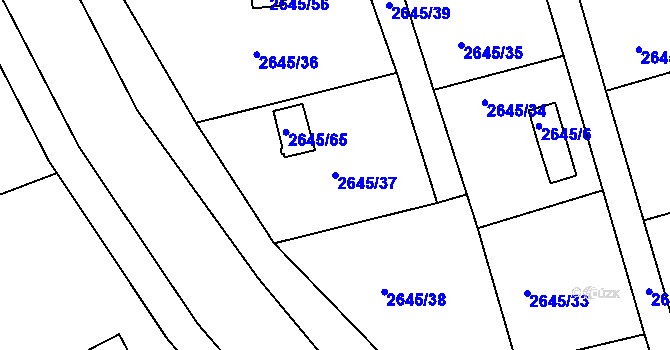 Parcela st. 2645/37 v KÚ Třešť, Katastrální mapa