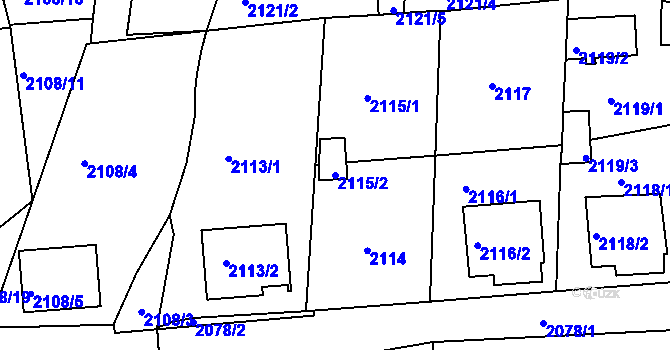 Parcela st. 2115/2 v KÚ Třešť, Katastrální mapa