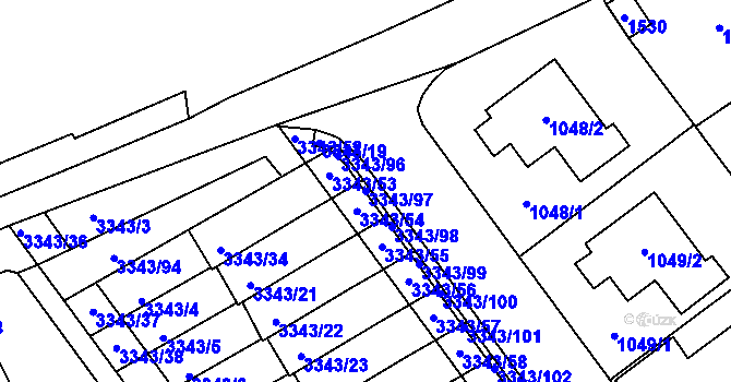 Parcela st. 3343/97 v KÚ Třešť, Katastrální mapa