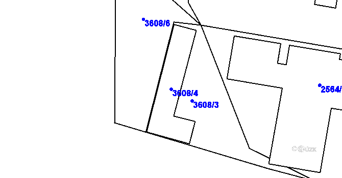 Parcela st. 3608/4 v KÚ Třešť, Katastrální mapa